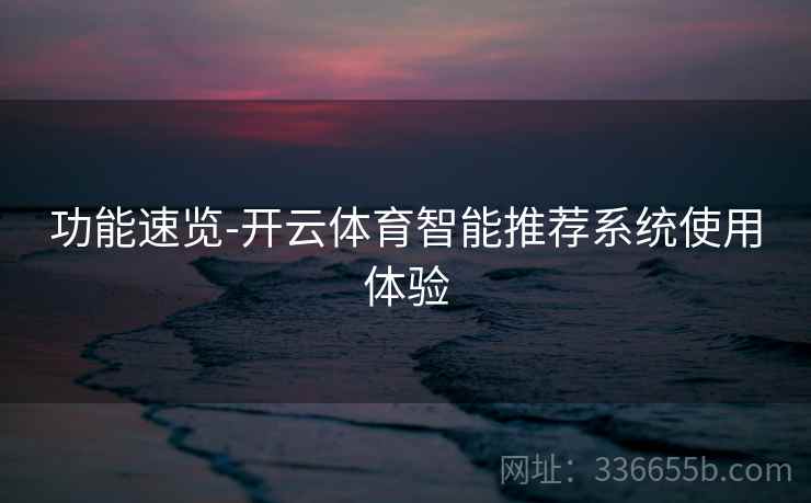 功能速览-开云体育智能推荐系统使用体验